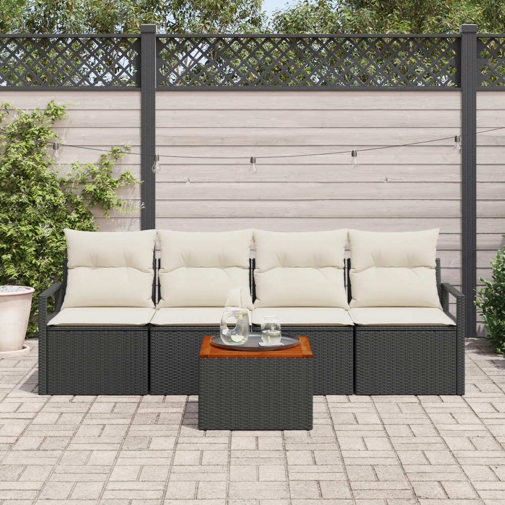 vidaXL Σετ Καναπέ Κήπου 5 pcs Μαύρος, λευκός 55 x 55 x 37 εκ