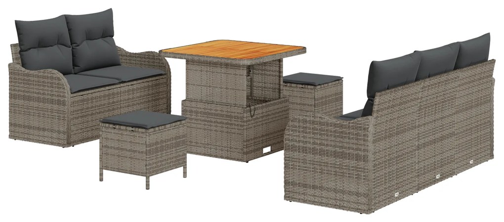 vidaXL Σετ Καναπέ Κήπου με μαξιλάρι 8 pcs Γκρι 80 x 80 x 71 cm