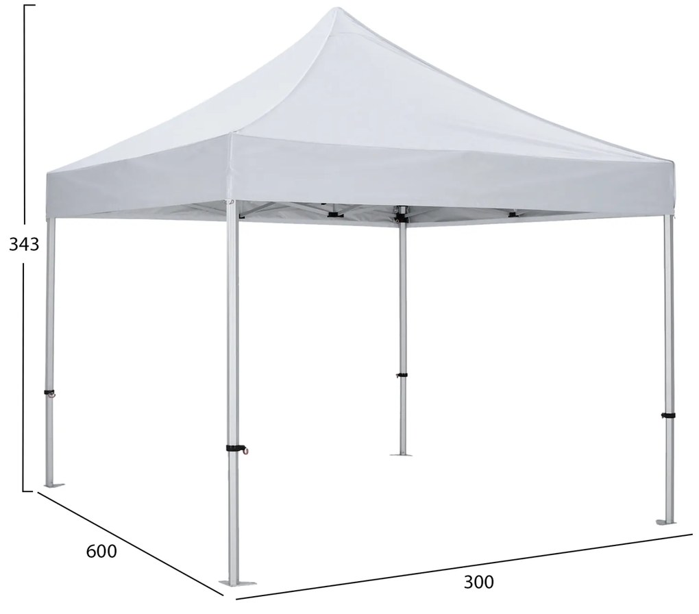 GAZEBO MATTHEW-AL HM6313 ΠΤΥΣΣΟΜ.-ΣΚΕΛΕΤΟΣ ΑΛΟΥΜ.ΑΣΗΜΙ-ΛΕΥΚΟ ΥΦΑΣΜΑ 3x3x3,43Yμ - 0612849 - HM6313