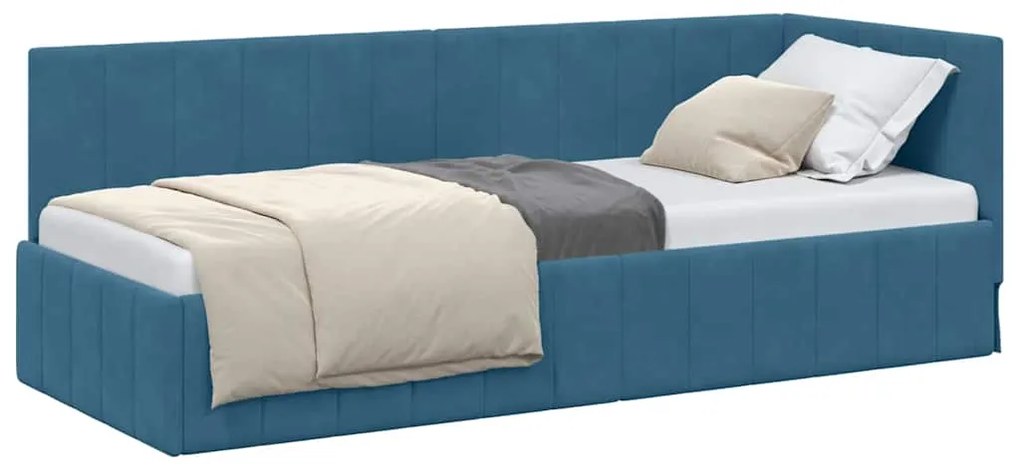 vidaXL Κρεβάτι Γωνίας με κεφαλάρι Μπλε 80 εκ x 200 εκ Βελούδο