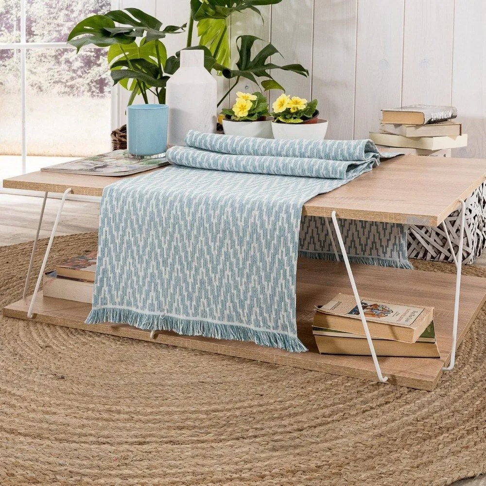 Τραβέρσα Giardino 05 Blue Teoran 45X180 Cotton-Polyester