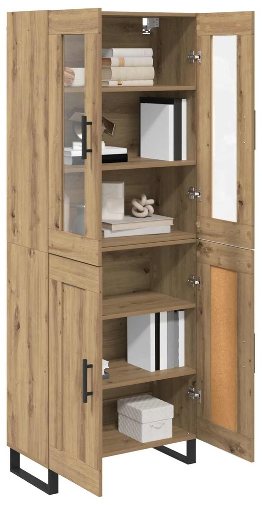 vidaXL Highboard 2 pcs Artisan Oak Σύνθετο Ξύλο και Γυαλί