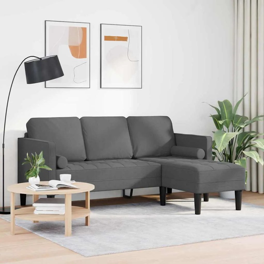 vidaXL Σετ Καναπέ Σκούρο Γκρι 173 x 131 x 67 εκ ύφασμα