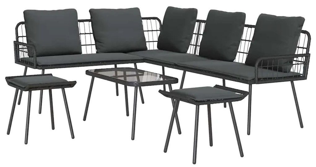 vidaXL Σετ Καναπέ Κήπου 4 pcs Μαύρο συνθετικό ρατάν