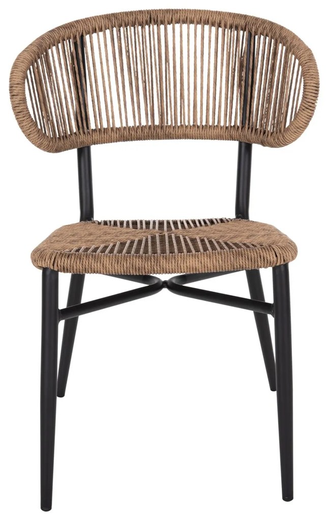 Καρέκλα EULO C6049.02 Αλουμινίου Μαύρο με Συνθετικό Rattan Μπέζ 49x60x78Υ εκ. 49x60x78 εκ.