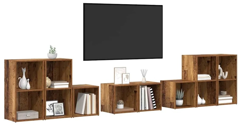 vidaXL ΣΕΤ ΒΑΘΜΟΛΟΓΗΣΗΣ ΤΗΛΕΟΡΑΣΗΣ 8 pcs Παλιό Ξύλο 37 x 35 x 72 εκ.