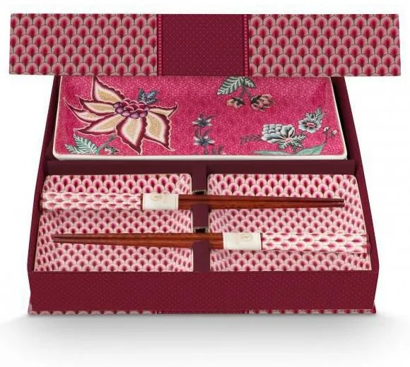 ΣΕΤ ΣΟΥΣΙ 6 ΤΕΜ. PIP STUDIO - SQUARE ORIENTAL FLOWER FESTIVAL DARK PINK (ΚΟΥΤΙ ΔΩΡΟΥ)