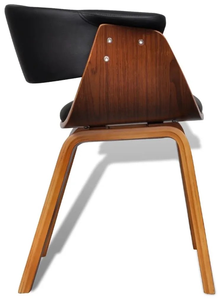 Καρέκλα Τραπεζαρίας από Λυγισμένο Ξύλο και Συνθετικό Δέρμα - Μαύρο