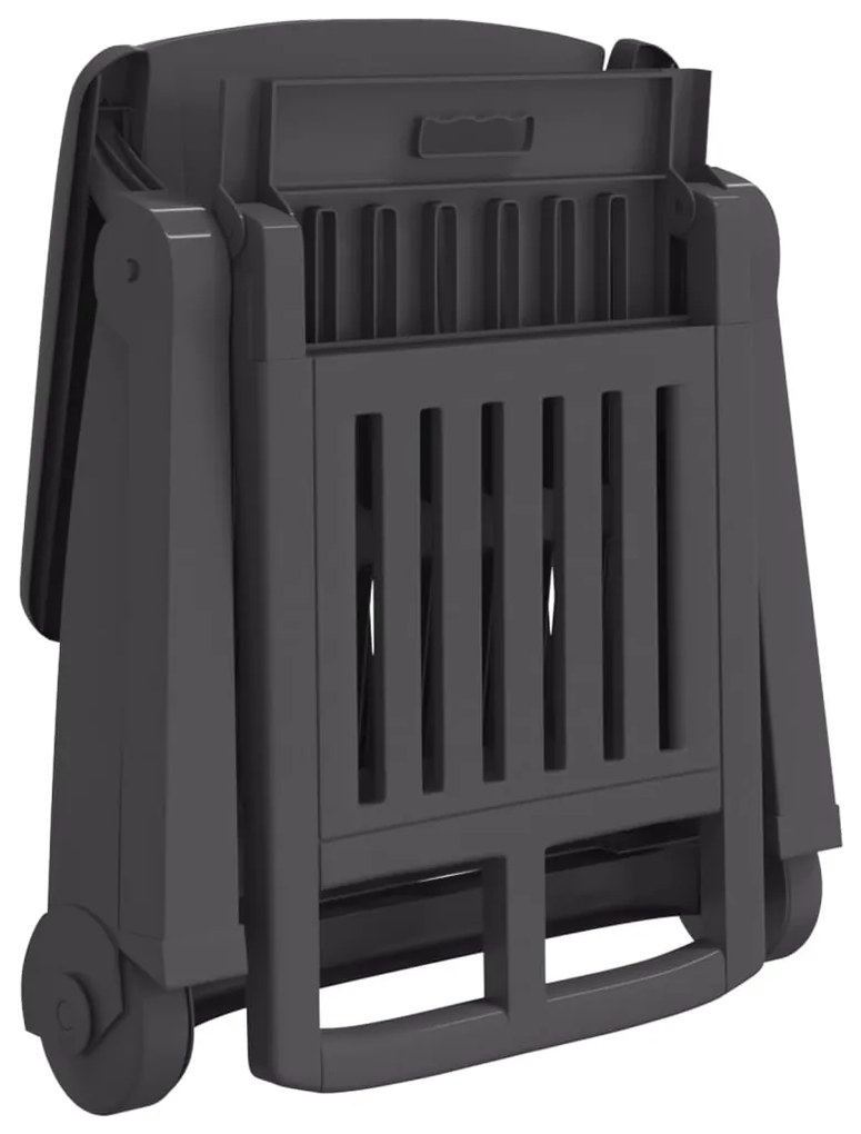 vidaXL Ξαπλώστρα Πτυσσόμενη με Ρόδες Ανθρακί από Πολυπροπυλένιο