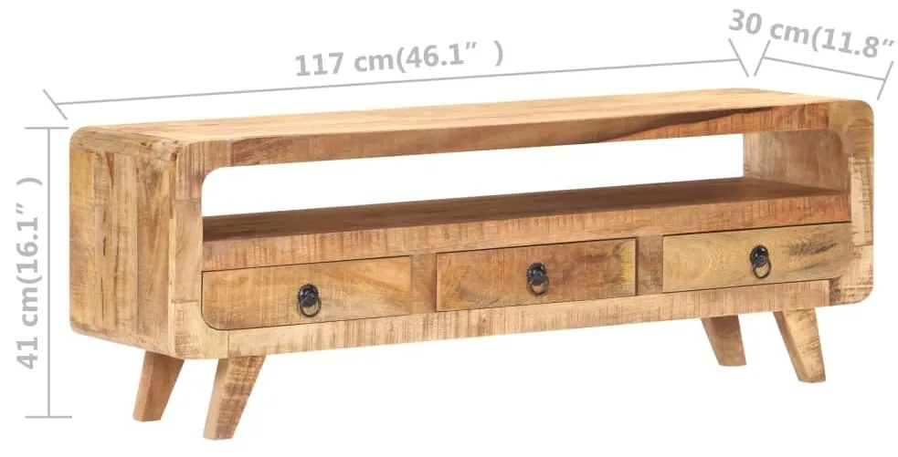 vidaXL Έπιπλο Τηλεόρασης 117x30x41 εκ. Μασίφ Ακατέργαστο Ξύλο Μάνγκο