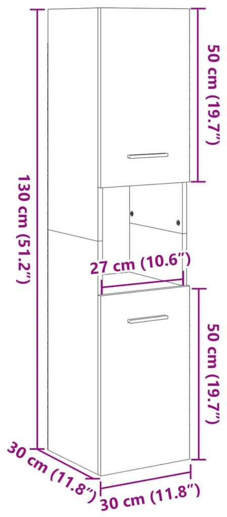 Στήλη Μπάνιου Sonoma Δρυς 30 x 30 x 130 εκ. από Επεξ. Ξύλο 849635