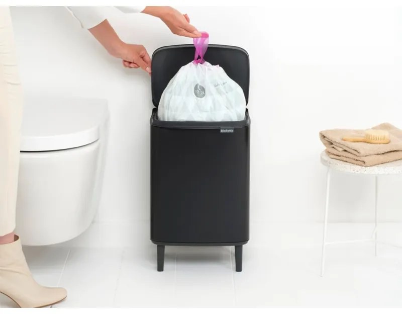 Κάδος απορριμμάτων Brabantia Bo Small Hi 12L, Ομαλό και αθόρυβο άνοιγμα, Csúszásgátló talp, Μαύρο