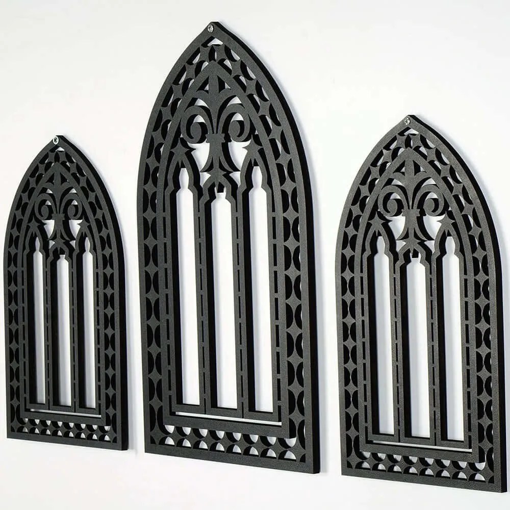 Διακοσμητικό Τοίχου (Σετ 3Τμχ) 797EVL1926 26x15/30x18cm Black Wallity Mdf