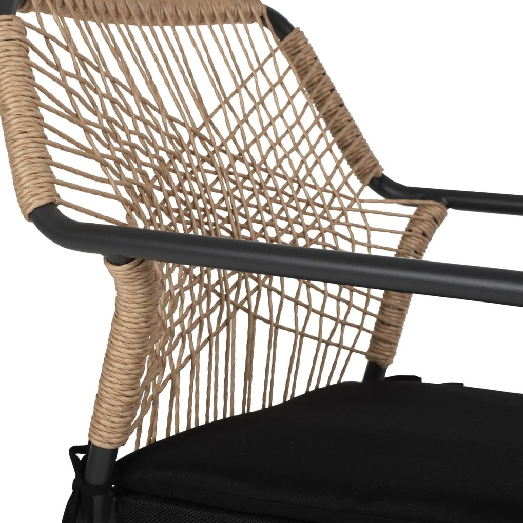 Καρέκλα - Πολυθρόνα TROTTER C5865.11 Γκρί Αλουμινίου με Μπέζ Wicker και Μαύρο Μαξιλάρι 55x61x84 εκ.
