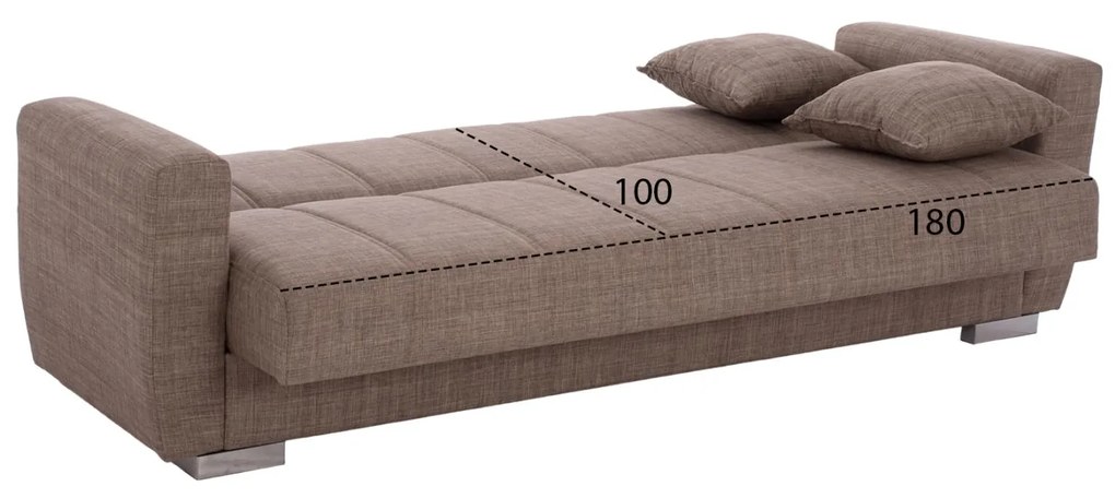 Καναπές - Κρεβάτι Polya 3θέσιος Καφέ 215x80x77 εκ. 215x80x77 εκ.