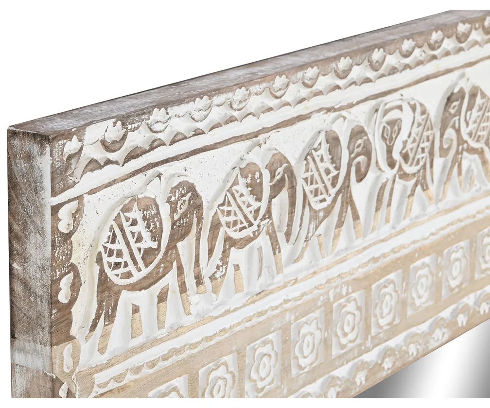 Τοίχο καθρέφτη Home ESPRIT Λευκό Φυσικό Ελέφαντας Ινδός 83 x 4 x 121 cm