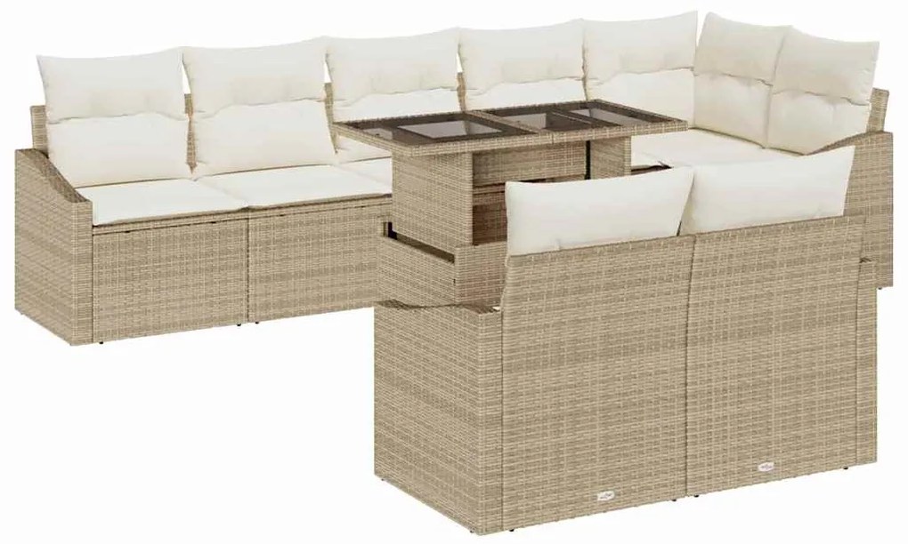 vidaXL Σετ Καναπέ Κήπου 9 pcs μπεζ και κρεμ 100 x 55 x 73 εκ