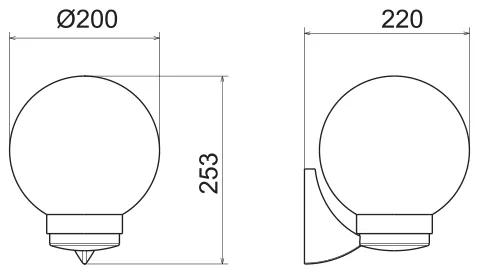 PLASTIC WALL GARDEN BLACK LUMINAIRE Φ200 E27 IP44 - Πλαστικό - PLGM1B