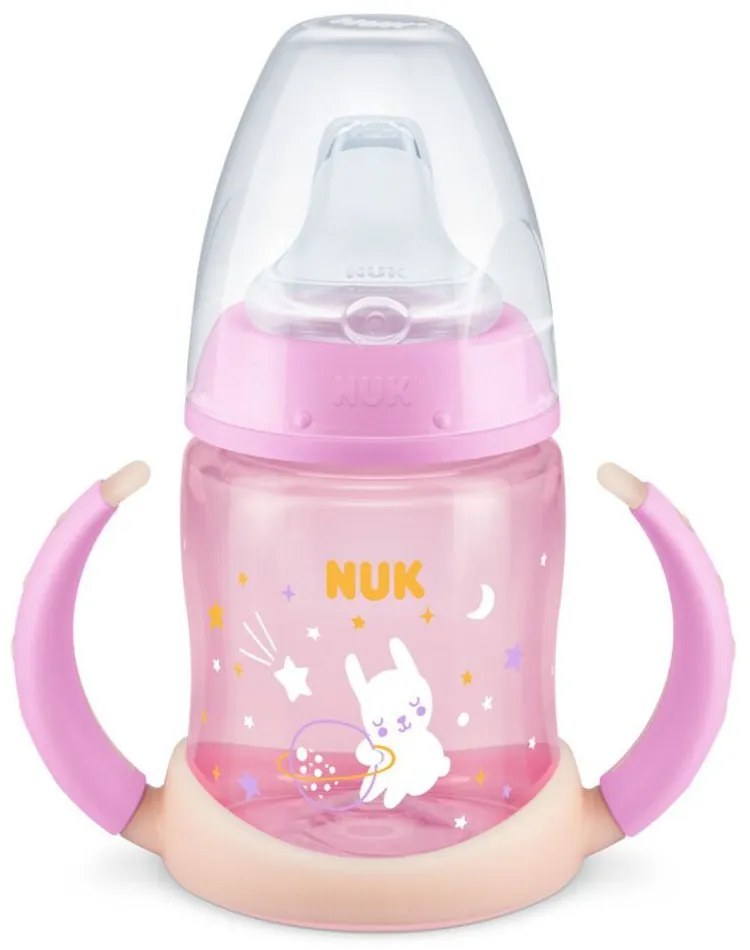 Μπιμπερό Εκπαίδευσης Με Λαβές First Choice Plus Night 10743998 150ml 6-18 Μηνών Pink Nuk 150ml Polypropylene