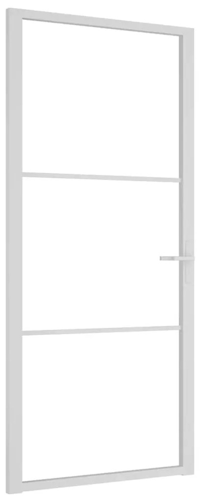vidaXL Εσωτερική Πόρτα 93x201,5 εκ. Λευκό ESG Γυαλί και Αλουμίνιο