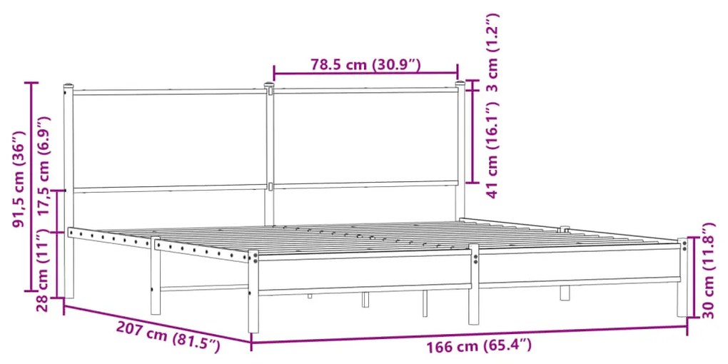 ΠΛΑΙΣΙΟ ΚΡΕΒΑΤΙΟΥ ΜΕ ΚΕΦΑΛΑΡΙ SONOMA ΔΡΥΣ 160X200 ΕΚ. ΜΕΤΑΛΛΙΚΟ 4007889