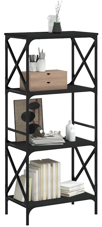 vidaXL Βιβλιοθήκη 4 Επιπέδων Μαύρη 59x35x132 εκ. Επεξεργασμένο Ξύλο