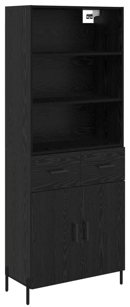 vidaXL Highboard Μαύρη δρυς 69,5 x 34 x 180 εκ. Επεξεργασμένο ξύλο