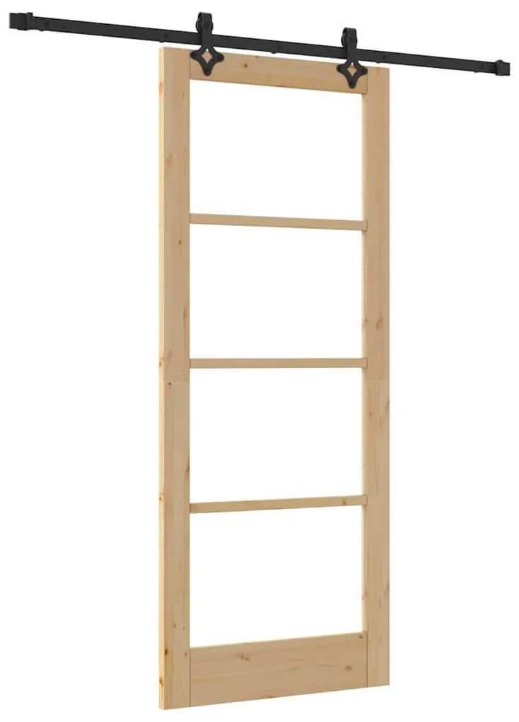 vidaXL Συρόμενη Πόρτα ORKDAL Καφέ 83 x 202 εκ. Ξύλο και μέταλλο