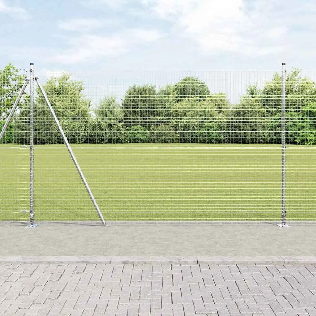 vidaXL Φράχτης με Στήλες. Ασημί 1.6 x 25 m Ατσάλι