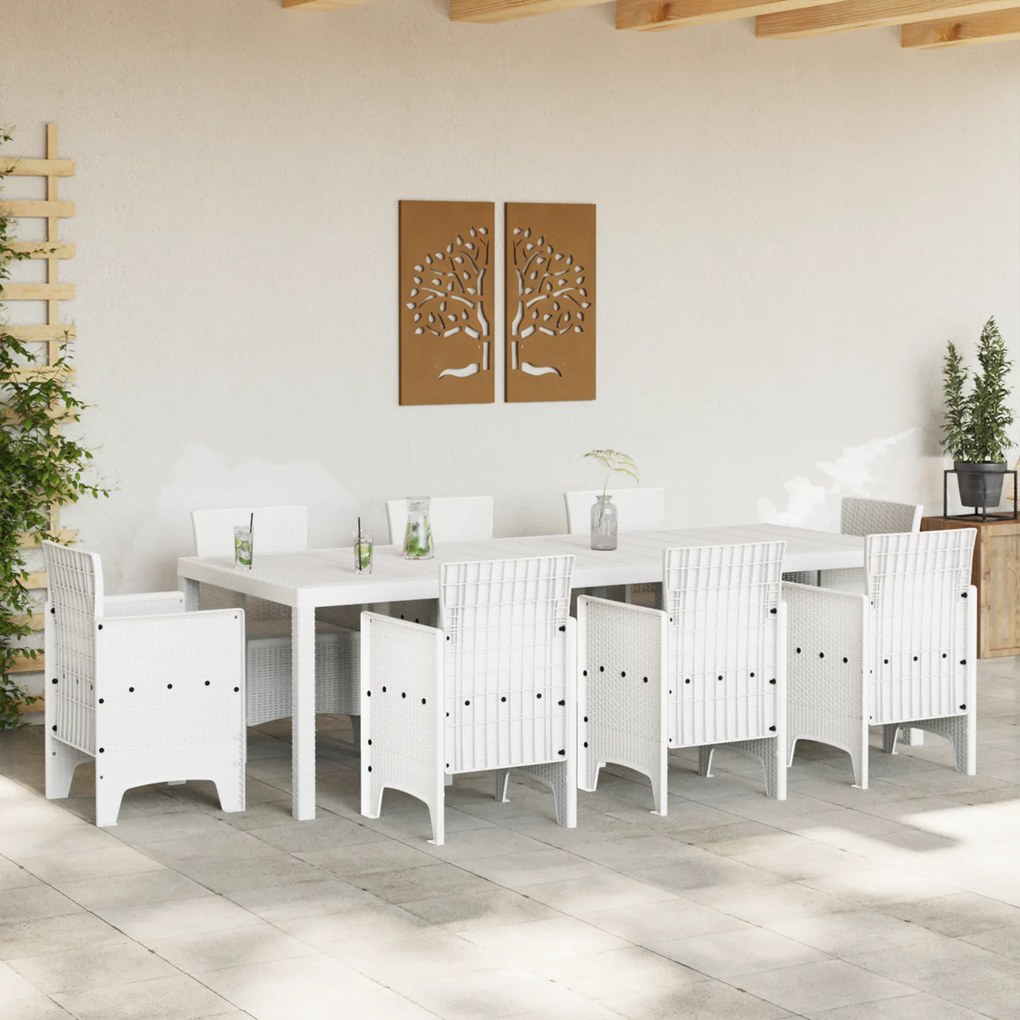 vidaXL Τραπέζι Κήπου Λευκό 250x100x73 εκ. Πολυ Ράττον