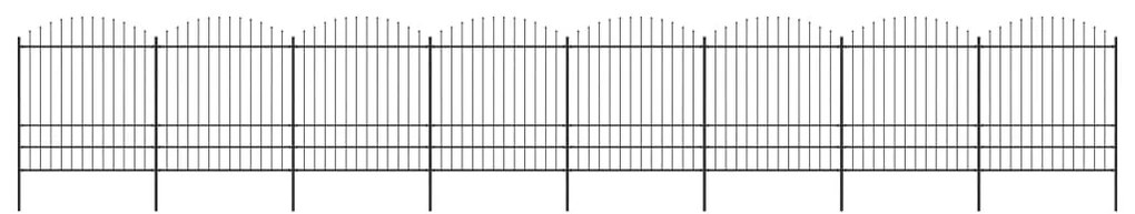 vidaXL Κάγκελα Περίφραξης με Λόγχες Μαύρα (1,75-2) x 13,6 μ. Ατσάλινα