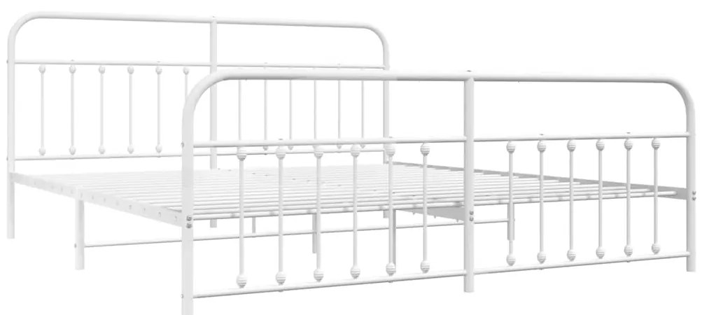 vidaXL Πλαίσιο Κρεβατιού με Κεφαλάρι&Ποδαρικό Λευκό 193x203εκ. Μέταλλο