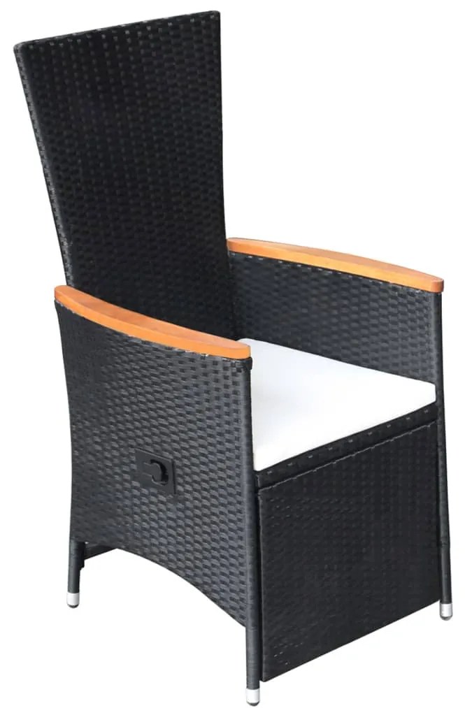 vidaXL Σετ Τραπεζαρίας Κήπου 9 τεμ Μαύρο με Μαξιλάρια