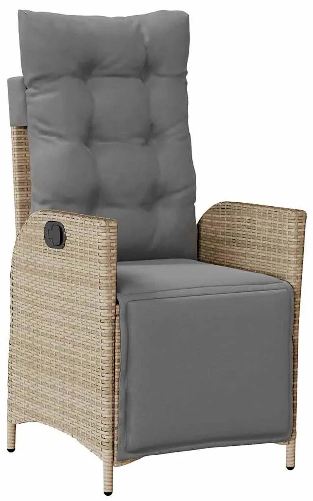 vidaXL Σέτ φαγητού για κήπο με μαξιλάρι 5 pcs Μπεζ συνθετικό ρατάν