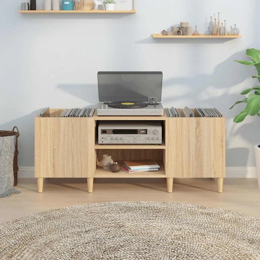 vidaXL Δισκοθήκη Sonoma Δρυς 121 x 38 x 48 εκ. από Επεξεργασμένο Ξύλο