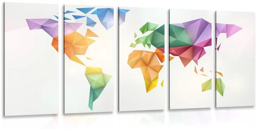Εικόνα 5 τμημάτων πολύχρωμος παγκόσμιος χάρτης σε στυλ origami