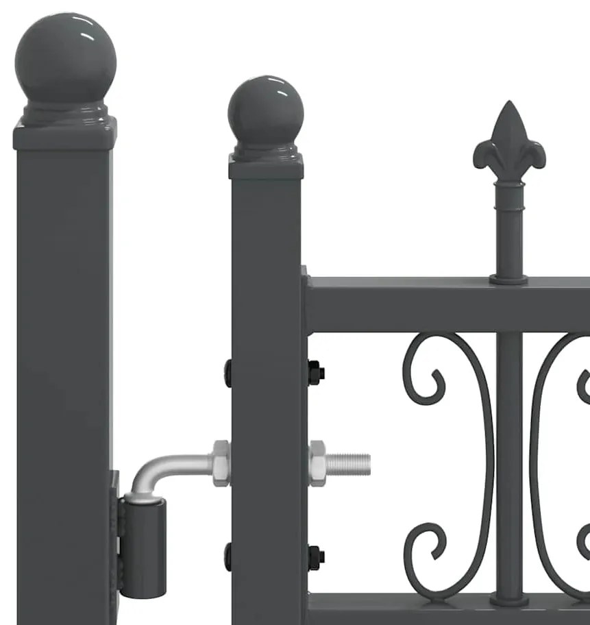 vidaXL Πύλη Φράχτη με Στρογγυλή Κορυφή Γκρι 404 x 125 εκ. Ατσάλι