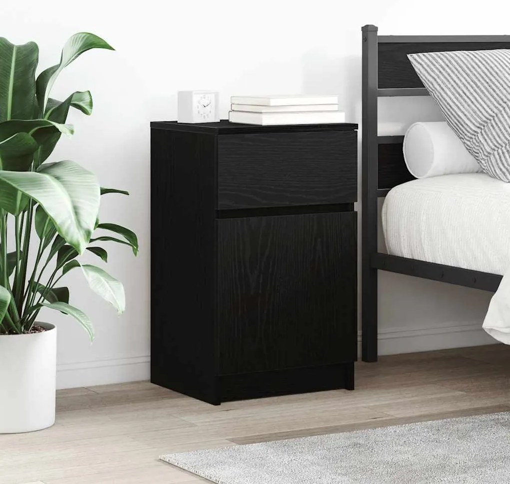 Κομοδίνο Μαύρο 39x35x65 εκ. από Επεξεργασμένο Ξύλο