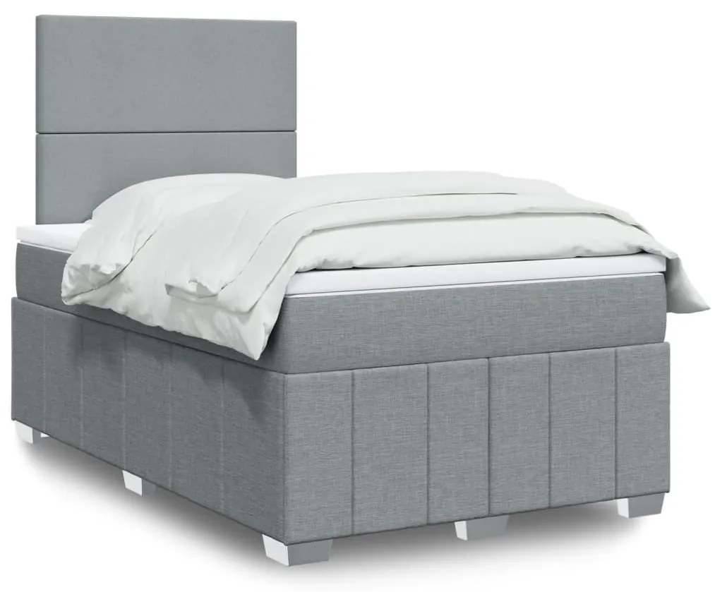 vidaXL Κρεβάτι Boxspring με Στρώμα Ανοιχτό Γκρι 120x190 εκ. Υφασμάτινο