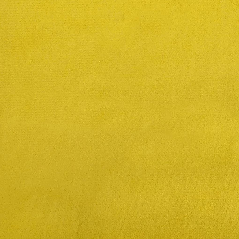 Καναπές Κρεβάτι με Ποτηροθήκες Κίτρινος Βελούδινος - Κίτρινο