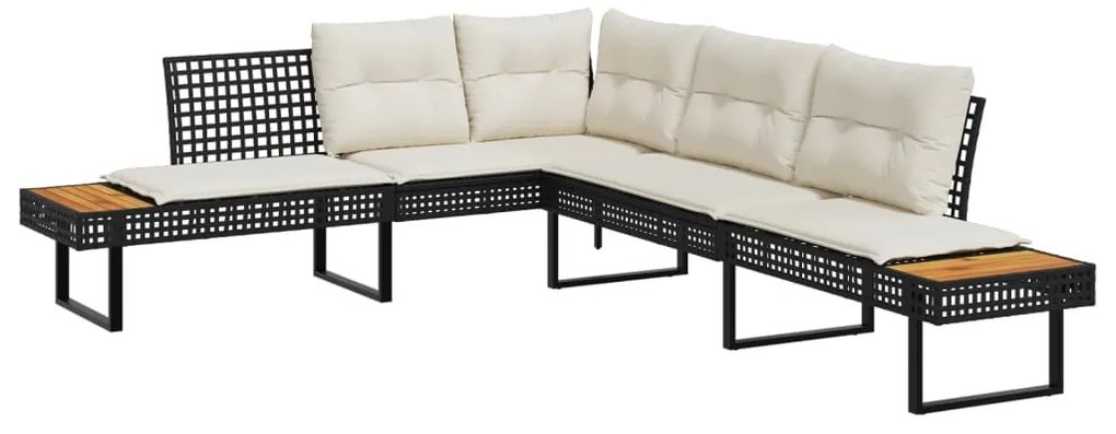 vidaXL Σαλόνι Κήπου Σετ 2 Τεμαχίων με Μαξιλάρια Μαύρο Συνθ.Ρατάν Γυαλί