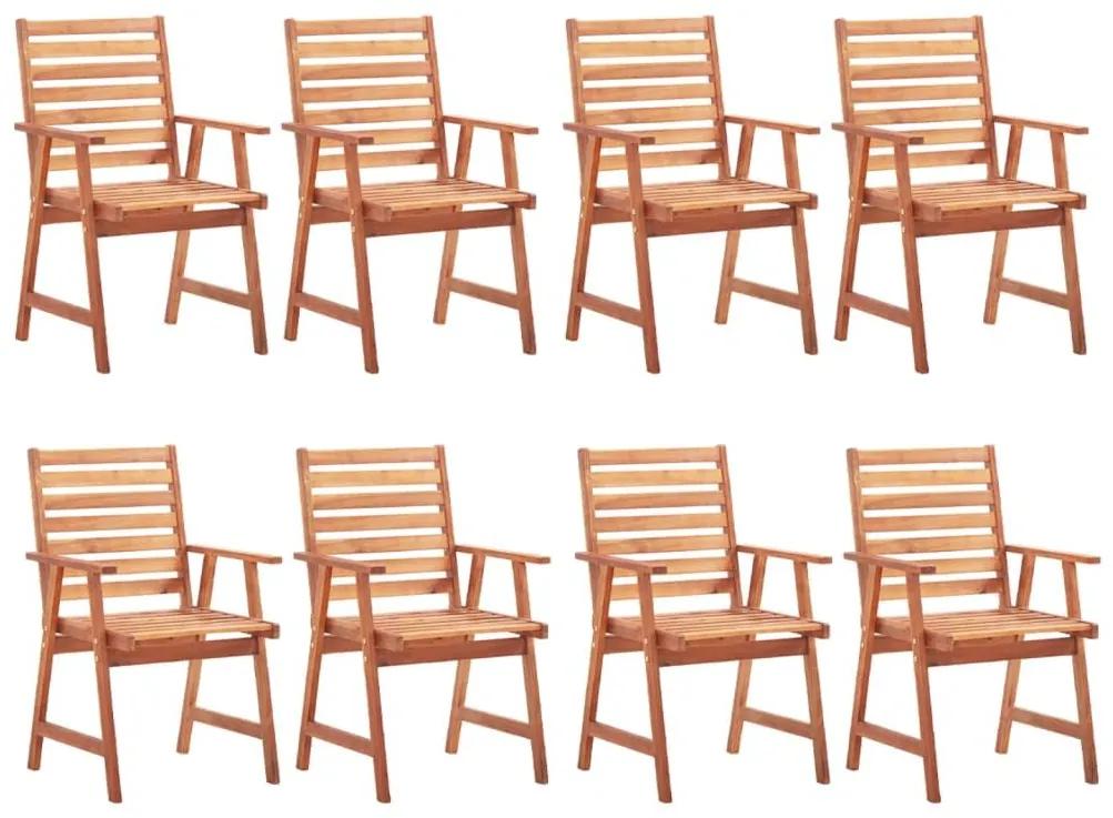 Καρέκλες Τραπεζαρίας Εξ. Χώρου 8 τεμ. Ξύλο Ακακίας με Μαξιλάρια - Μαύρο