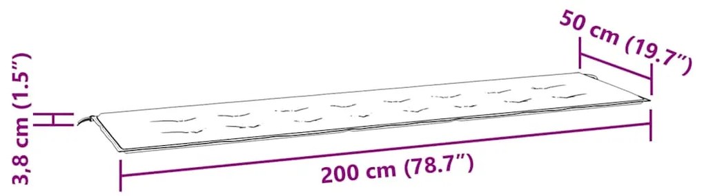 Μαξιλάρι Πάγκου Κήπου Μαύρο 200x50x4 εκ. Ύφασμα Oxford 47613
