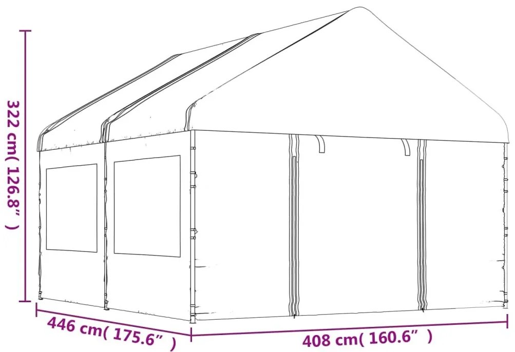 Κιόσκι με Τέντα Λευκό 4,46 x 4,08 x 3,22 μ. από Πολυαιθυλένιο - Λευκό