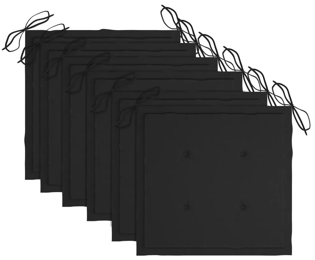 vidaXL Καρέκλες Κήπου Στοιβαζόμενες 6 τεμ. Μασίφ Ξύλο Teak &amp; Μαξιλάρια