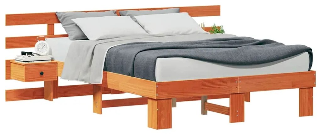 vidaXL Σκελετός Κρεβατιού με συρτάρι Καφέ 140 x 190 cm