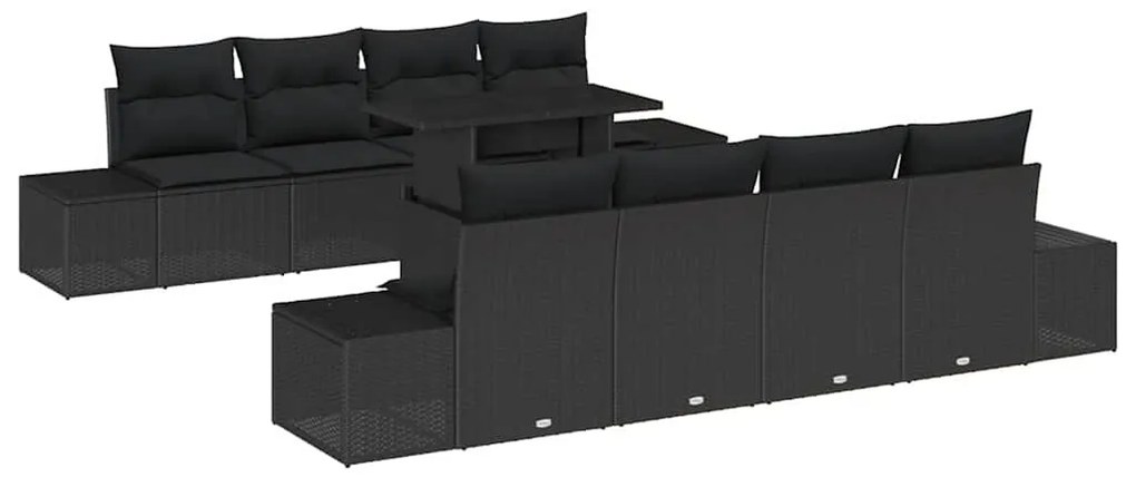 vidaXL Σετ Καναπέ Κήπου με μαξιλάρι 7 pcs Μαύρο 100 x 55 x 73 εκ