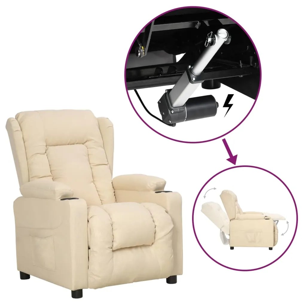 Πολυθρόνα με Ανύψωση Κρεμ Υφασμάτινη