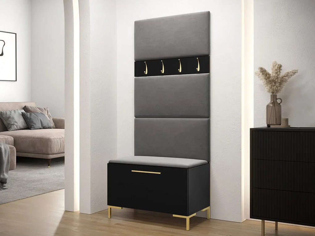 Σετ διαδρόμου Hartford F102, 196x84x46cm, 32 kg, Μαύρο, Ταπισερί, Πλαστικοποιημένη μοριοσανίδα, Εντοιχισμένη, Τοίχου | Epipla1.gr