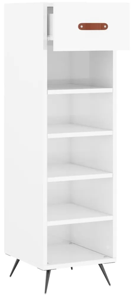 vidaXL Παπουτσοθήκη Γυαλιστερό Λευκό 30x35x105 εκ. Επεξεργασμένο Ξύλο